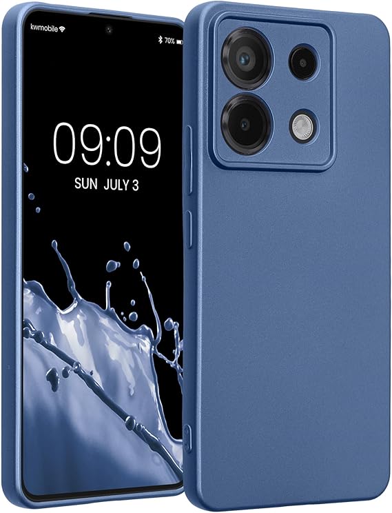 LPNHE916396139 - Etui na telefon kompatybilne z Xiaomi Redmi Note 13 Pro 5G / Poco X6 5G - miękkie etui silikonowe w metalicznym niebieskim kolorze - C84