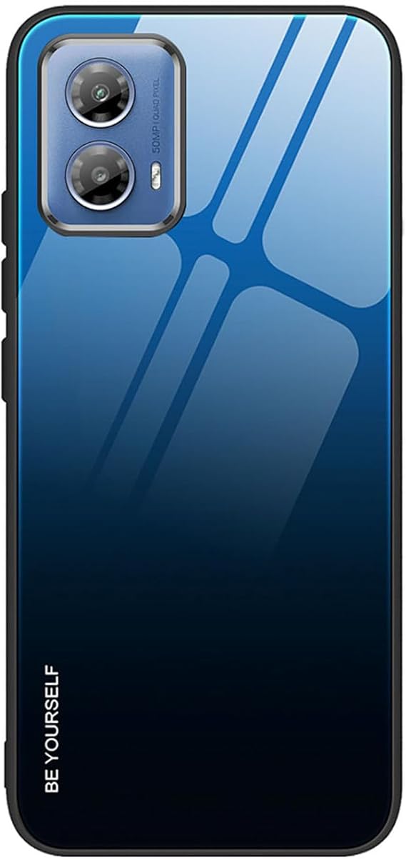 LPNHE924064946 - ILING Pokrowiec na Motorola Moto G34 5G / Moto G45 5G, ultra cienki elegancki kolorowy szkło hartowane twarda tylna obudowa, miękkie etui z silikonowym zderzakiem, odporna na wstrząsy (eleganckie niebieskie) - B93