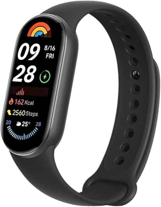 LPNHE919508863 - Xiaomi Smart Band 9 Fitness Tracker, wyświetlacz AMOLED o jasności 1200 nitów, śledzenie Sp02, monitor snu i tętna, powiadomienia, wodoodporność 5ATM, aplikacja Mi Fit, czarny o północy - A7