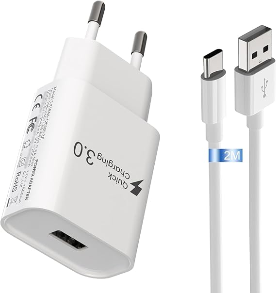 LPNHE919789652 - Szybka ładowarka do telefonów Xiaomi Redmi Note13/13C/13 Pro/14C/14, 10C 10 Note 11S 10 Pro, Mi 8, Mi 9, Mi 10 oraz do telefonów Samsung Galaxy A15 A14 A13 A33 5G, M13, S22 S23 Ultra. Kabel Type-C 2M. - C143