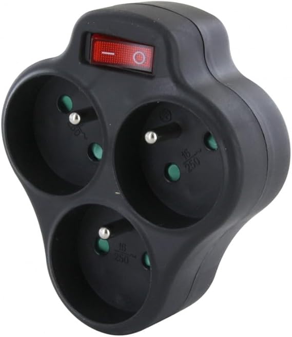 LPNHE918385840 - Triplite Domino czarna - 3 x 16 A z przełącznikiem - A950