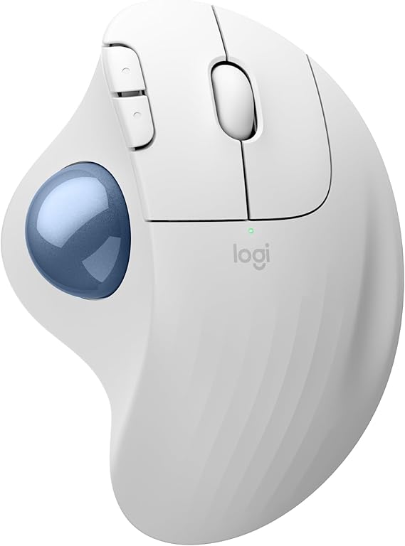 LPNHE918295858 - Logitech Ergo M575S Bezprzewodowa mysz trackball, Ergonomiczna mysz bezprzewodowa z Bluetooth i zaszyfrowanym donglem, wygodne sterowanie kciukiem, precyzyjne i płynne śledzenie, do PC/Mac - Biały - A562