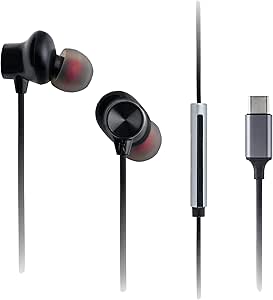 LPNHK370570668 - Panasonic RP-TCM225DEK to słuchawki USB-C do użytku wewnątrzusznych, przewodowe słuchawki douszne z wbudowanym mikrofonem i sterowaniem, potężnym basem, regulowanym dopasowaniem, 1,2 m kablem, czarnym. - C430