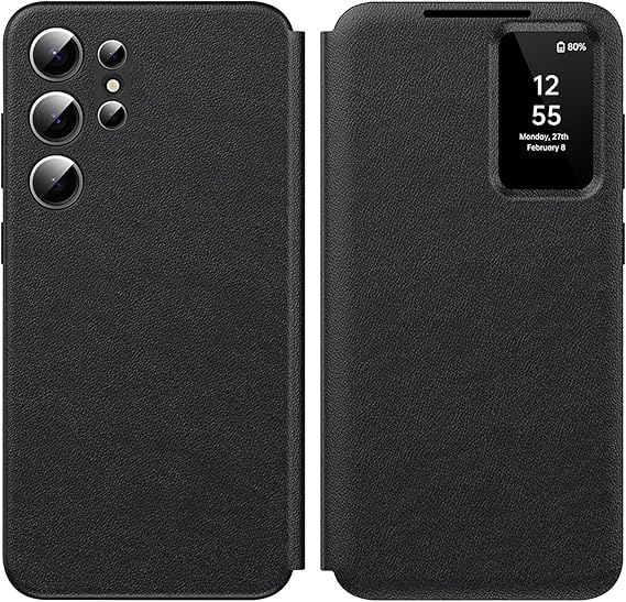 LPNRP039980788 - Dla Samsunga S24 Ultra Smart View Wallet Etui na telefon, dla Samsung Galaxy S24 Ultra Etui na telefon Clear View, Lustro Flip, Pokrowiec na karty, Okno do oglądania, etui dla Samsunga S24 Ultra Smart View - A198