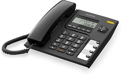LPNHE837834921 - ALCATEL T56 - Przewodowy telefon stacjonarny - Cyfrowy wyświetlacz - Głośnomówiący - Dziennik otrzymanych połączeń - Przycisk ponownego wybierania - 4 pamięci szybkiego wybierania - Czarny - E279