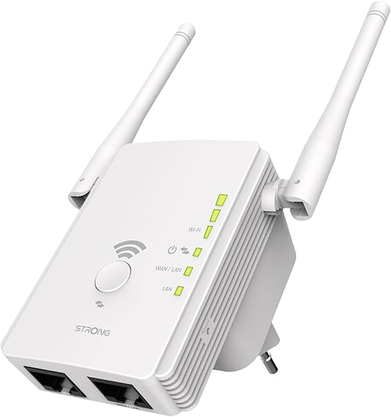 LPNHE900967218 - STRONG - Wzmacniacz sygnału WLAN 300 v2 - Wysokoprędkościowy wzmacniacz WLAN - Do 300 Mbps - Wzmacnianie sygnału dla wszystkich routerów/boxów - Łatwa instalacja Plug & Play - biały - E305