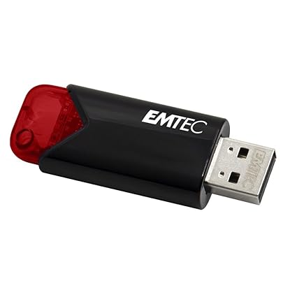 LPNHE897683119 - Emtec Pendrive USB 3.0 (3.2) Click Easy B110, Pamięć Flash Drive o pojemności 256 GB, Zewnętrzne Przechowywanie, Szybkość Odczytu 20Mb/S, Szybkość Zapisu 10Mb/S, Click Easy - 21 X 57 X 12 mm, Czerwony ECMMD256GB113 - E135