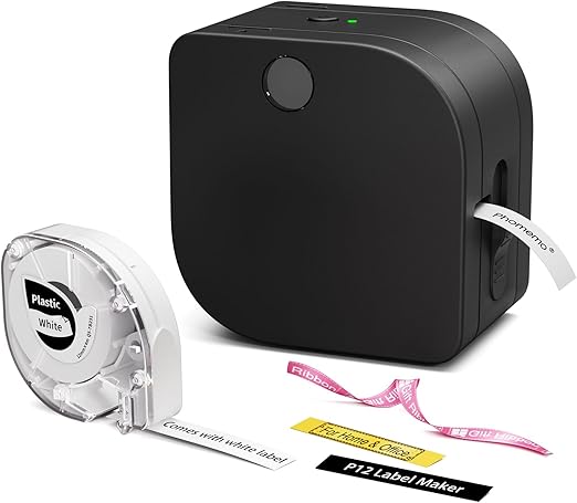 LPNHK371408097 - Phomemo P12 to drukarka etykiet, mini urządzenie do znakowania Bluetooth, drukarka etykiet samoprzylepnych kompatybilna z telefonami iOS i Android, termotransferowa drukarka etykiet do użytku domowego i biurowego. - K196