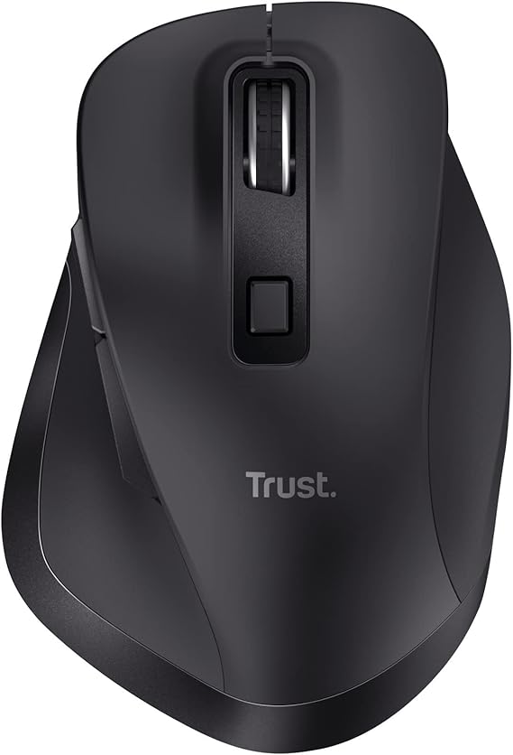 LPNHE902854069 - Zaufaj Fyda Mouse Bezprzewodowy Ładujący się, Zrównoważony Design, 800-2400 DPI, 6 Przycisków, 2,4 GHz, Odbiornik USB, Ergonomiczna Bezprzewodowa Myszka do Laptopa, PC, Komputera, Macbooka, Biura - Czarna - K60