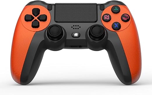 LPNHE928796670 - Kontroler bezprzewodowy NK do PS4 / PS3 / PC / Mobile - Wibracje Dualshock, funkcja wykrywania 6 osi, światło LED, ekran dotykowy, gniazdo słuchawkowe, kabel ładowania w zestawie - Pomarańczowy. - E400